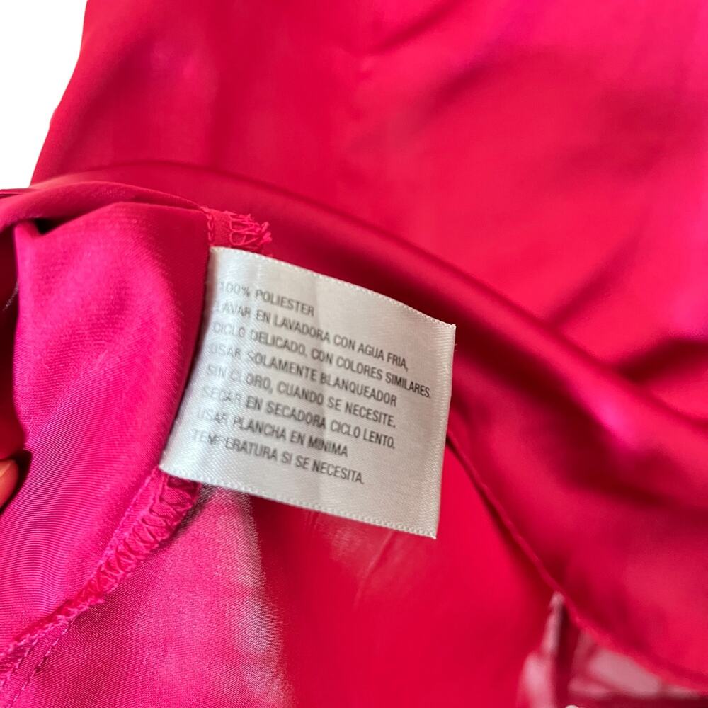 Worthington Pink Button Front Blouse Cap Sleeve Bow Petite Large - Picture 9 of 10